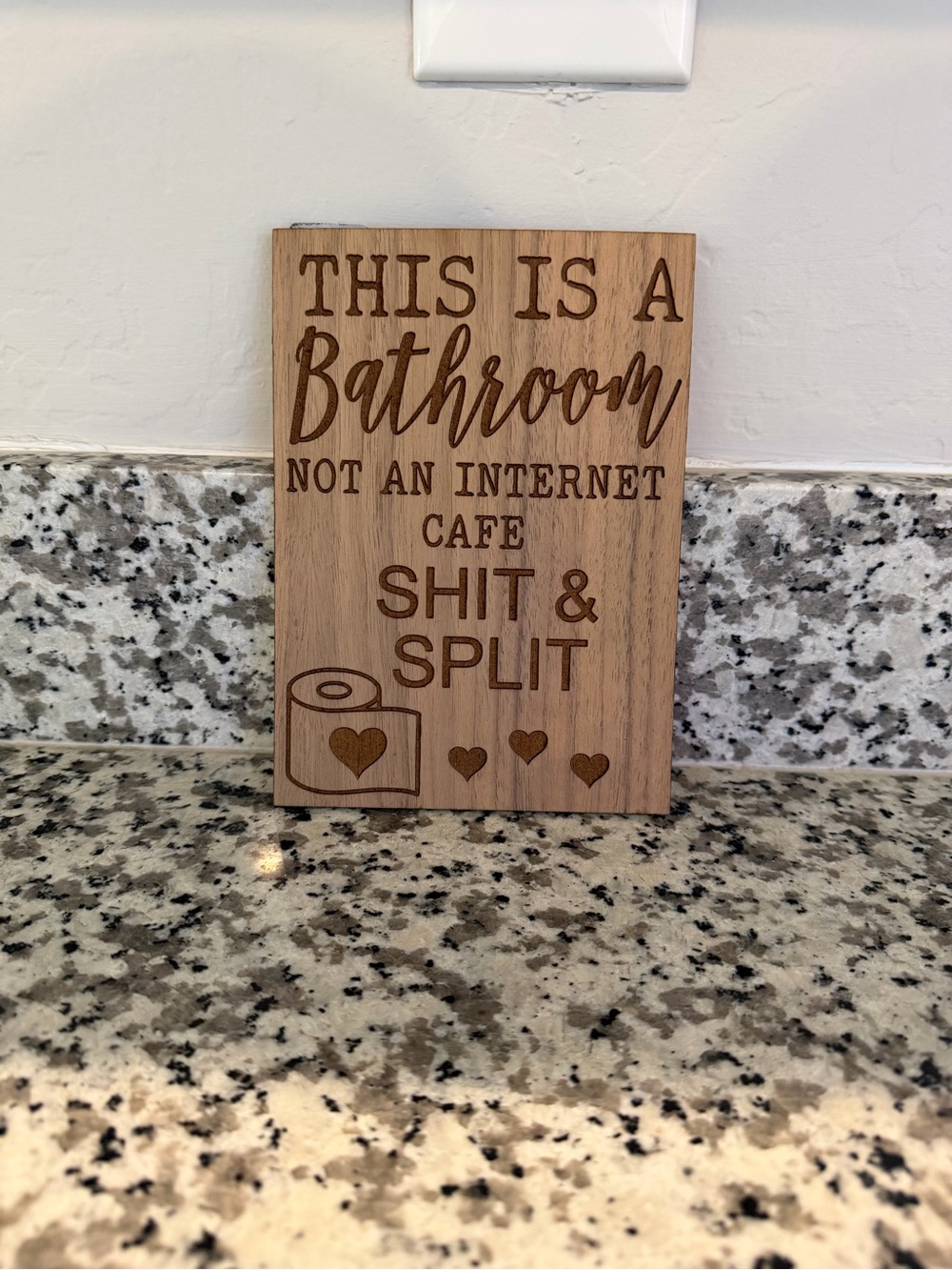 Natural Wood Bathroom Sign "This Is A Bathroom"